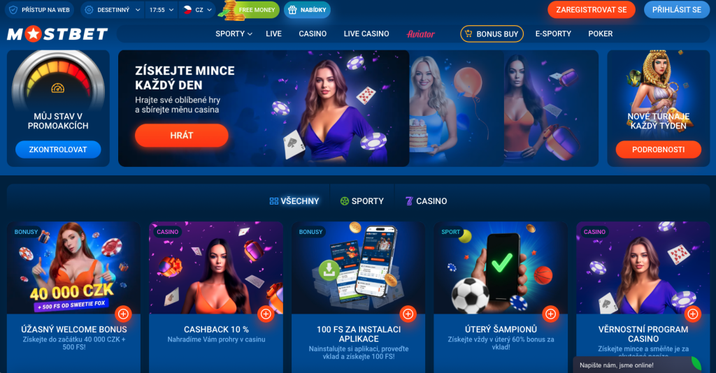 Registrace účtu v Mostbet