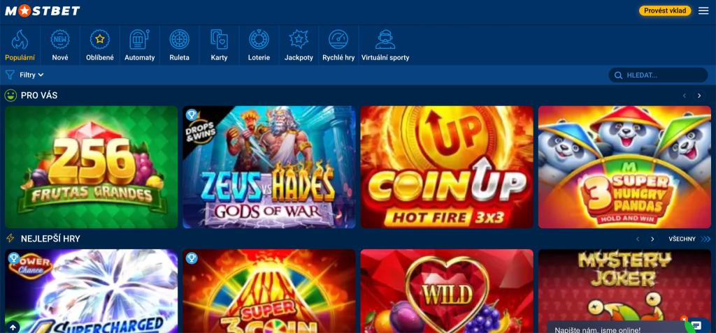 Casino sekce Mostbet